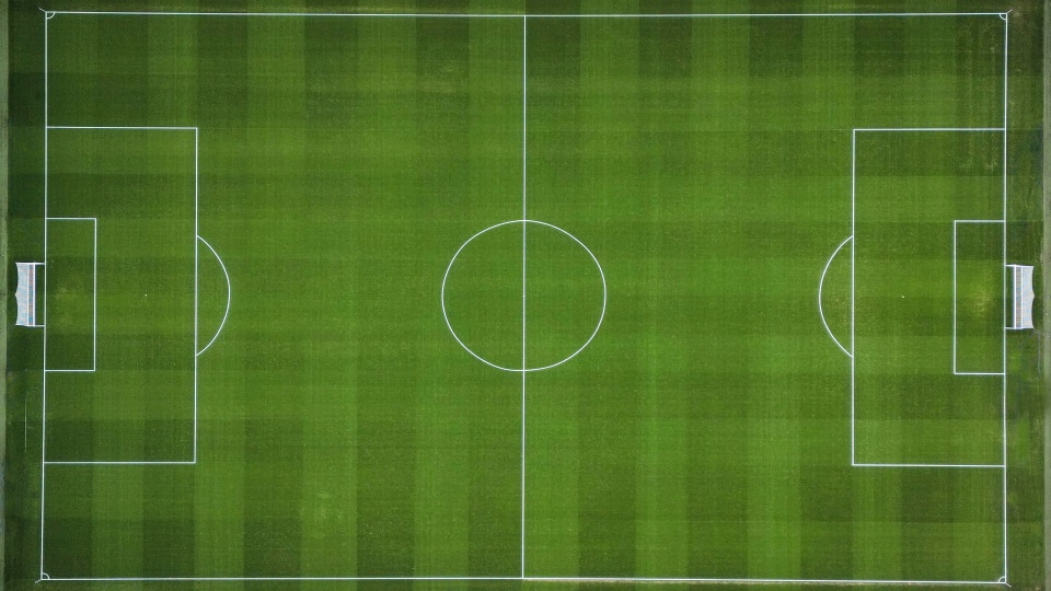 An aerial view of a football pitch