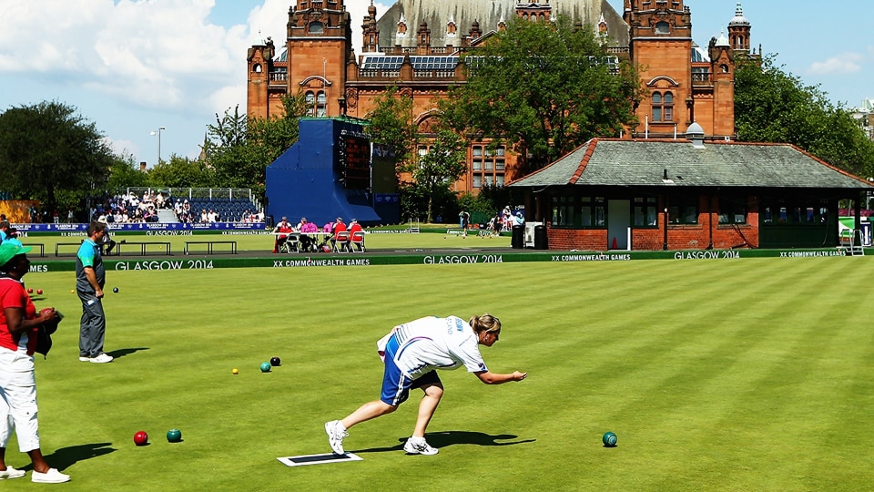 Playing bowls.