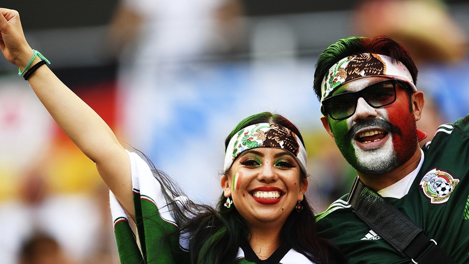 Mexico fans celebrating their win against Germany