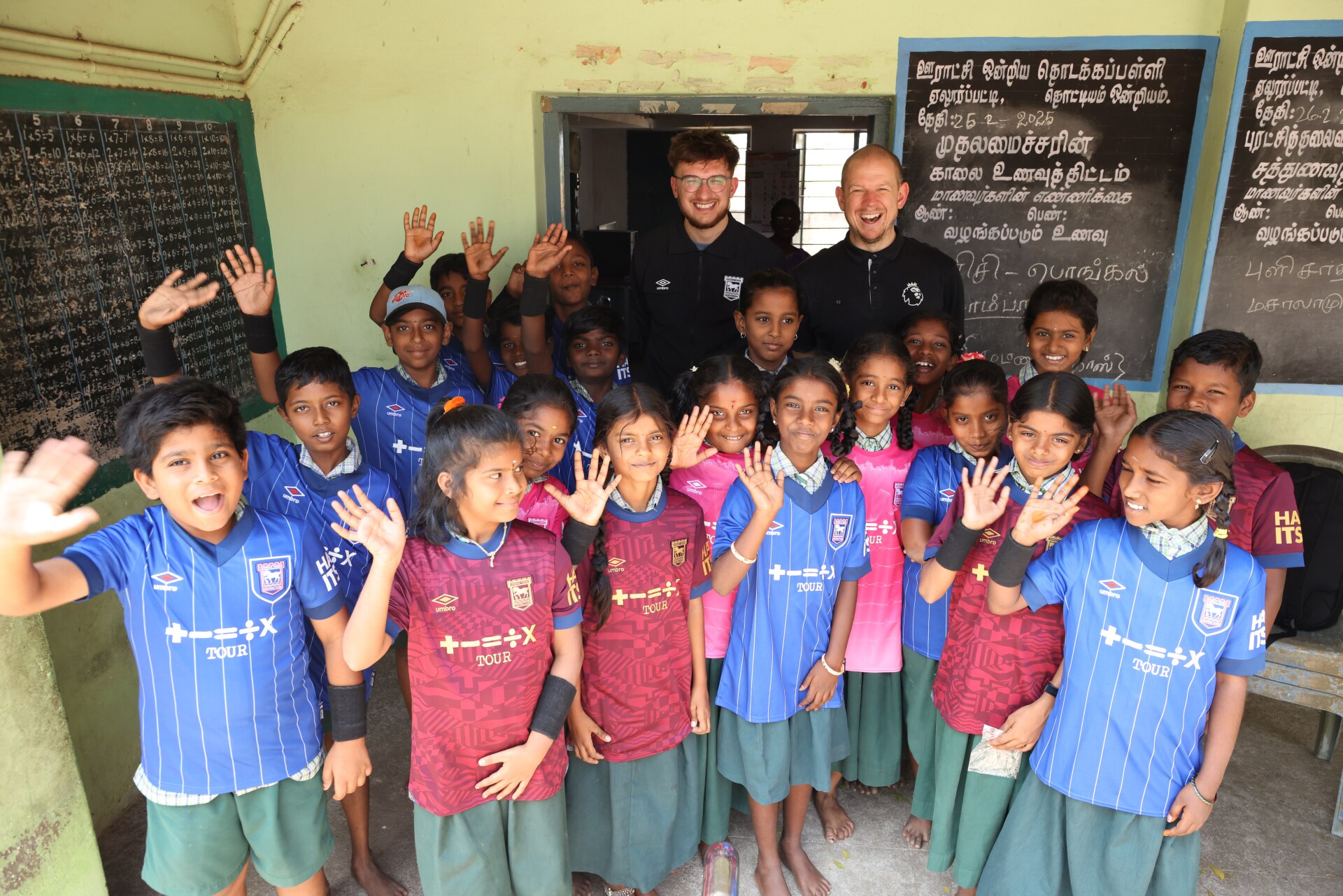 Chris Scopes donates Ipswich Town kits in Trichi