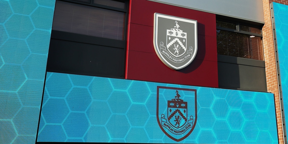 Burnley club badges outside Turf Moor stadium