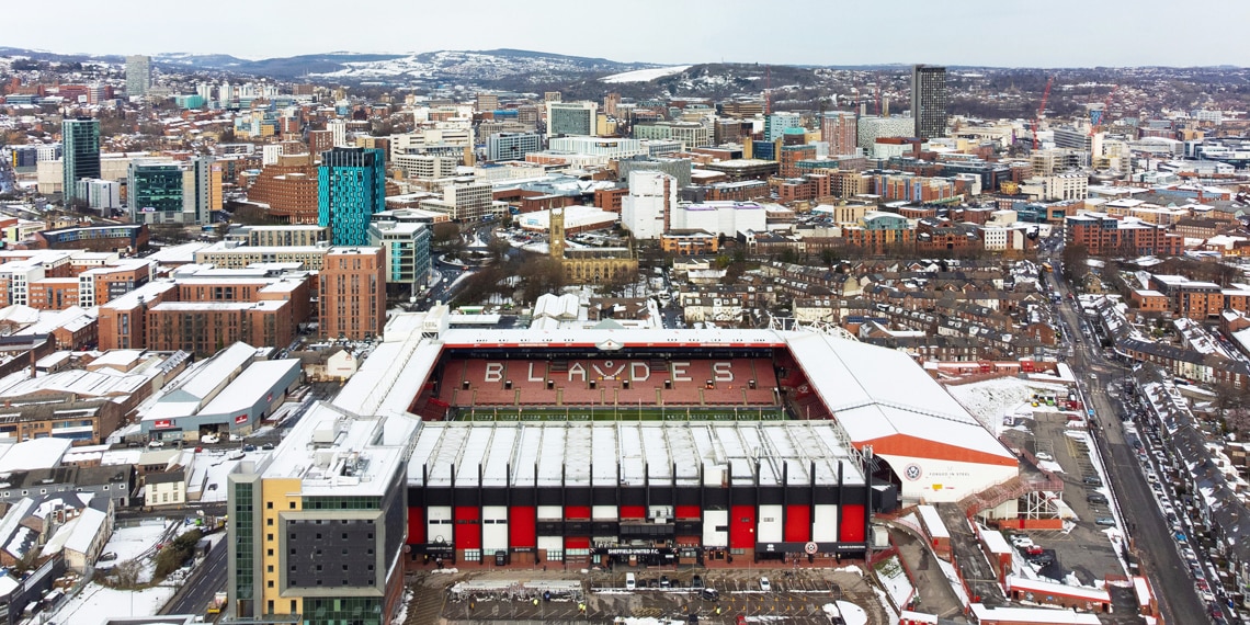 An aerial view of Bramall Lane