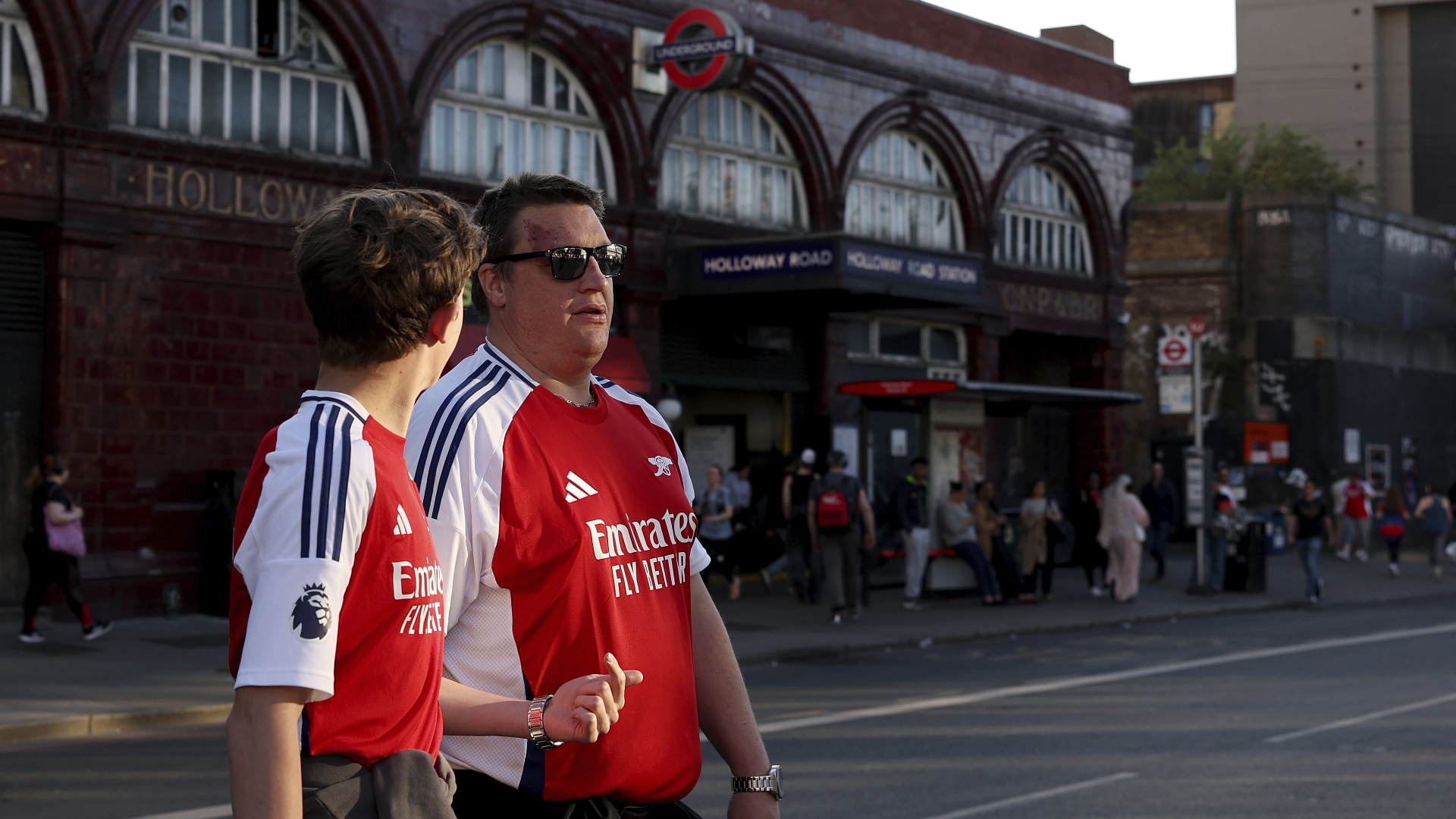 Arsenal fans outside a tube station