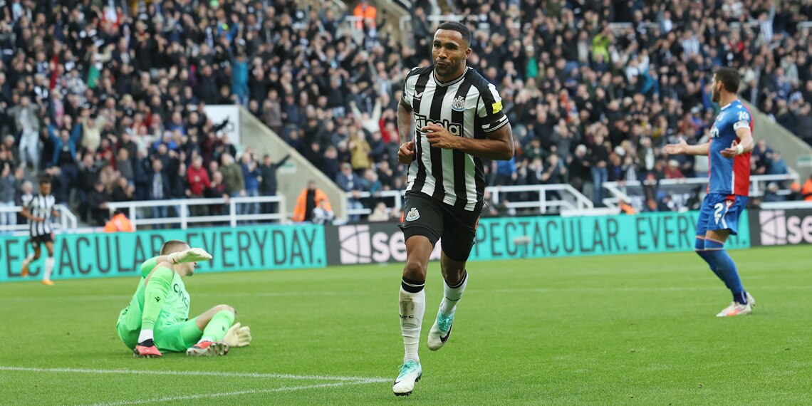 Callum Wilson celebrates after scoring Newcastle United's fourth goal during the match against Crystal Palace