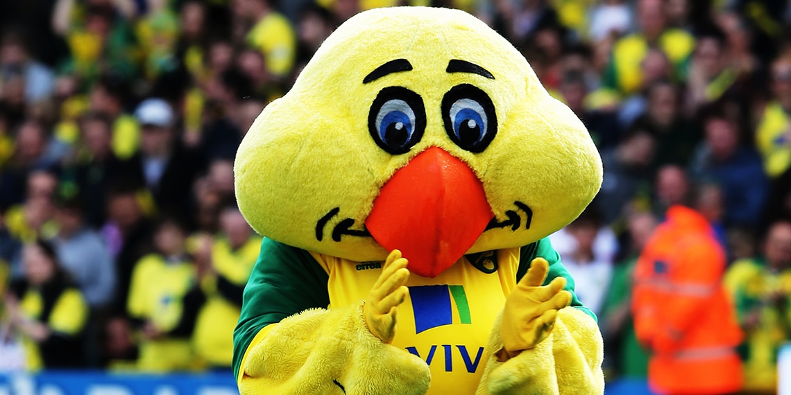 Norwich City's nickname is the Canaries and their mascot is Captain Canary.