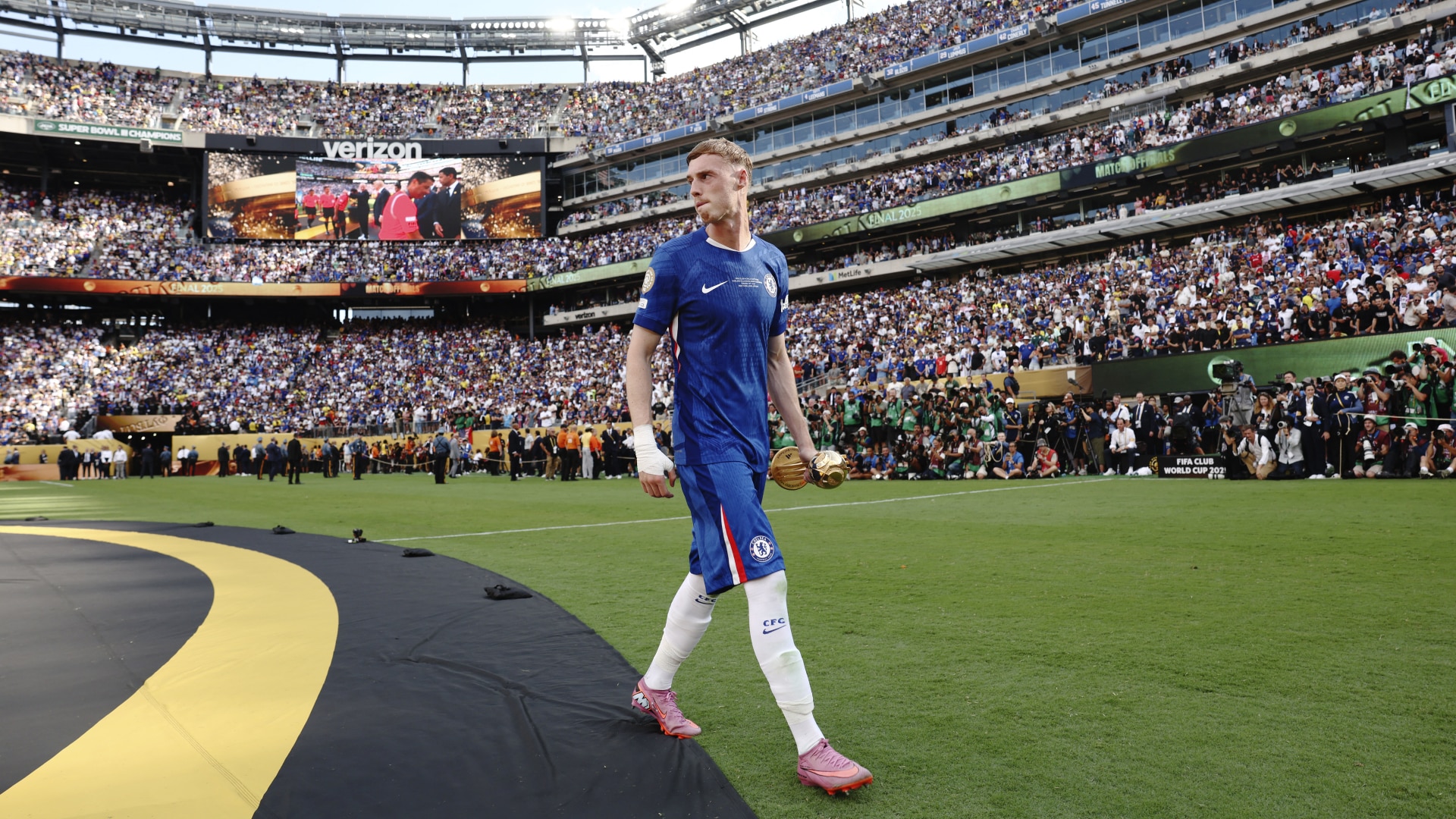 Cole Palmer surveys the crowd after helping Chelsea win the Club World Cup