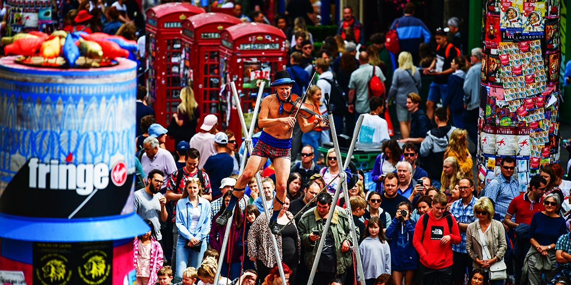 The streets are packed when the Edinburgh Fringe Festival is on.