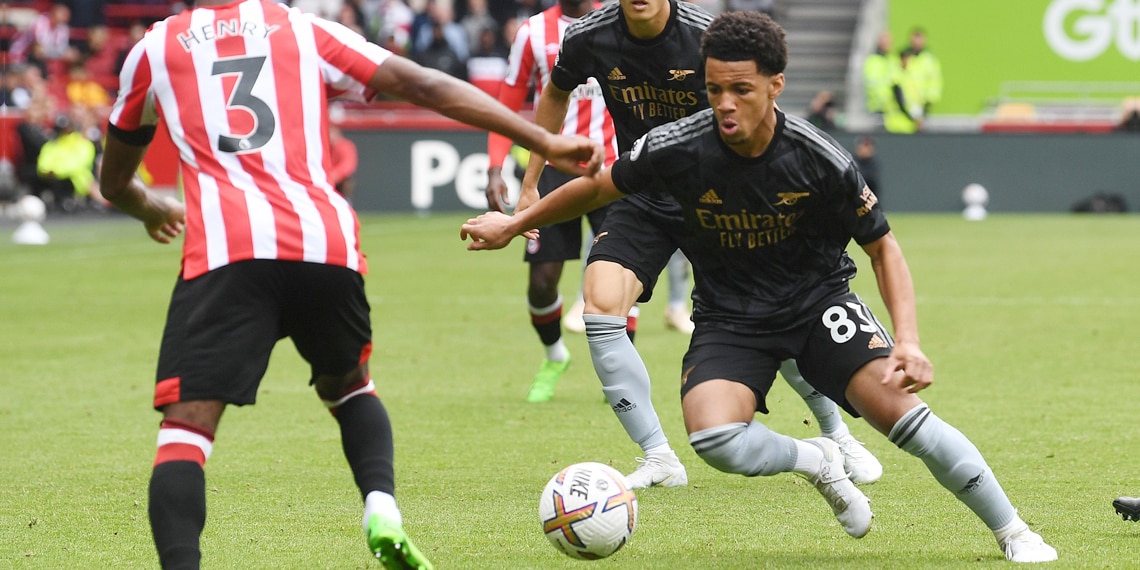 Ethan Nwaneri of Arsenal during the Premier League match against Brentford FC