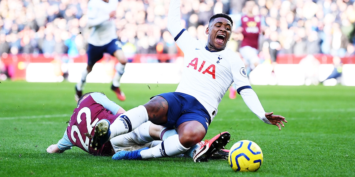 Tottenham's Steven Bergwijn in action against Aston Villa.