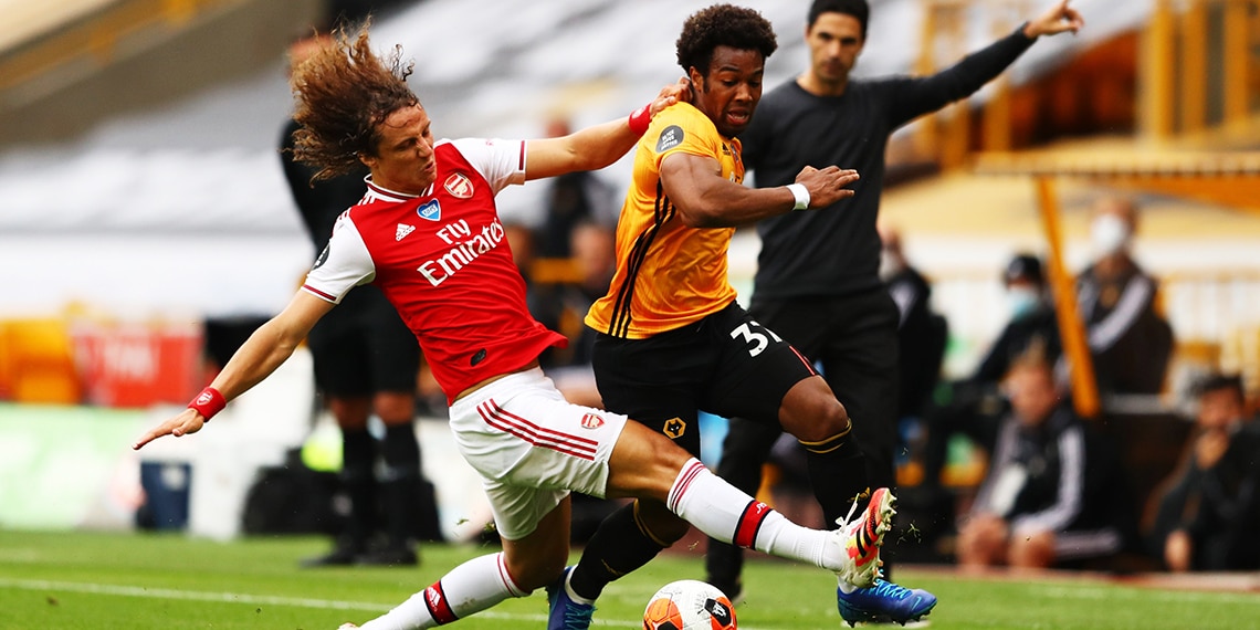 Wolverhampton's Adama Traore is fouled.