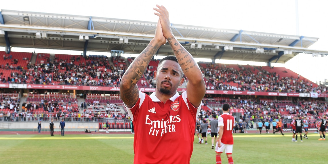 Gabriel Jesus of Arsenal claps the fans after the pre-season friendly match between Nürnberg and Arsenal