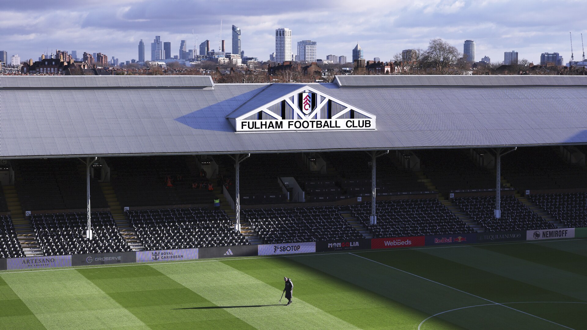 General view inside Fulham's stadium, Craven Cottage