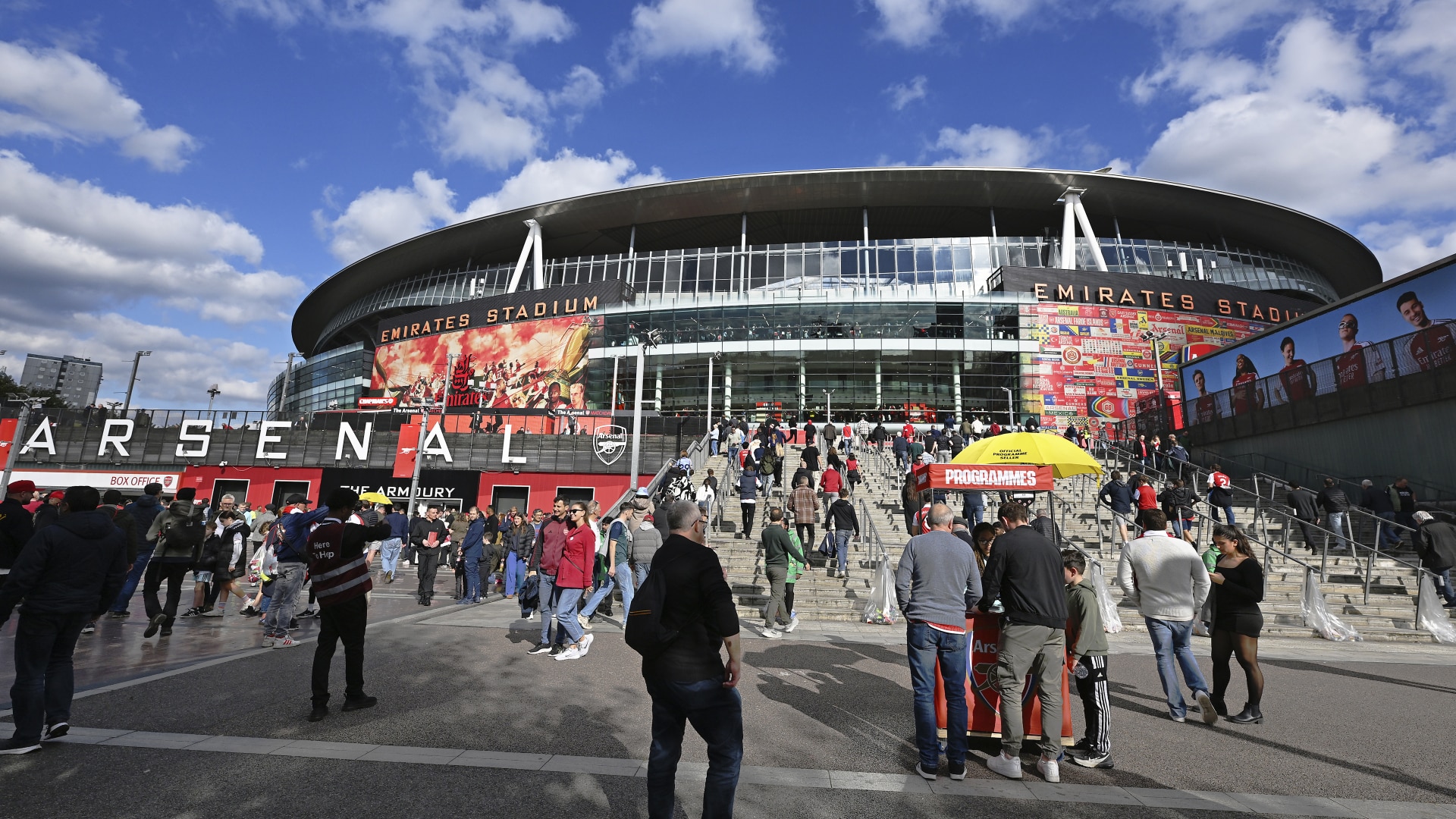 General view outside the stadium prior to the Premier League match between Arsenal FC and Southampton FC at Emirates Stadium