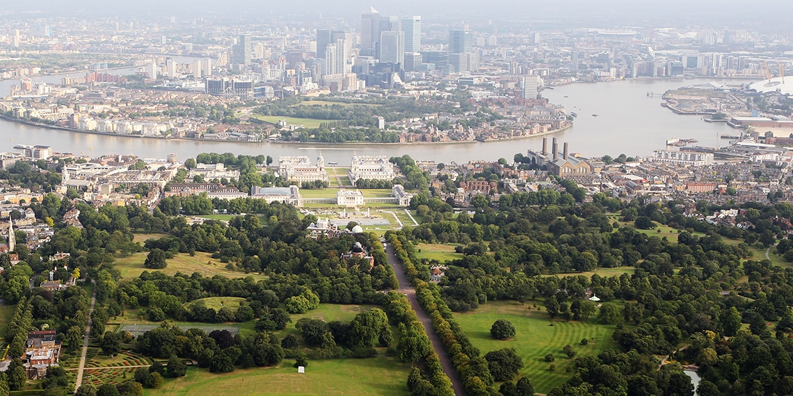 A view of London from Greenwich Park.