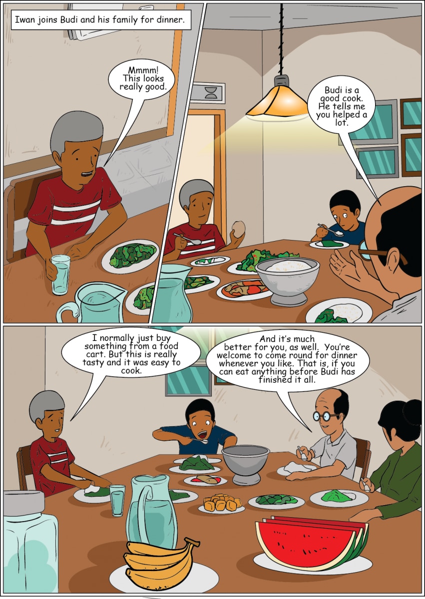 Page 5: Eating together.