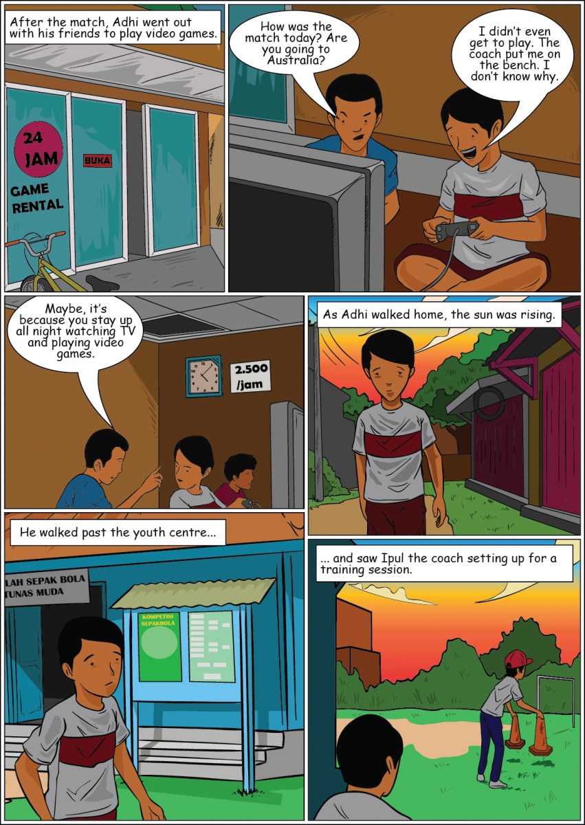 Page 4: Adhi stays up late again!