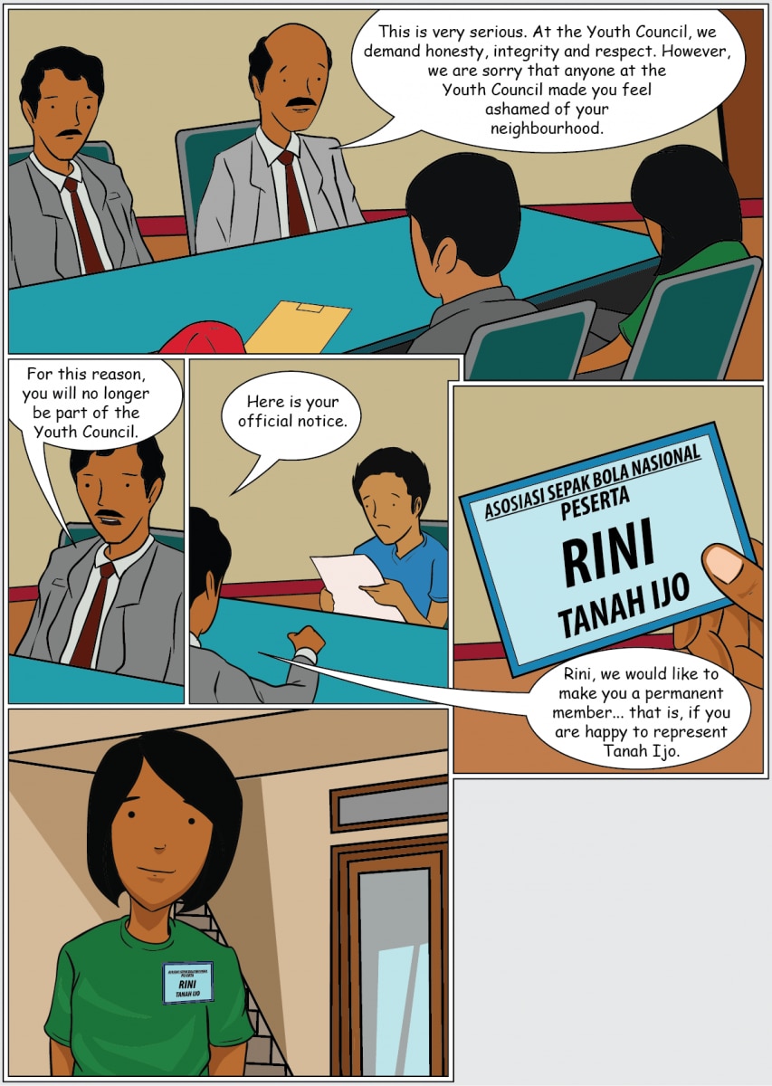 Page 8: Rini will proudly represent her neighbourhood.