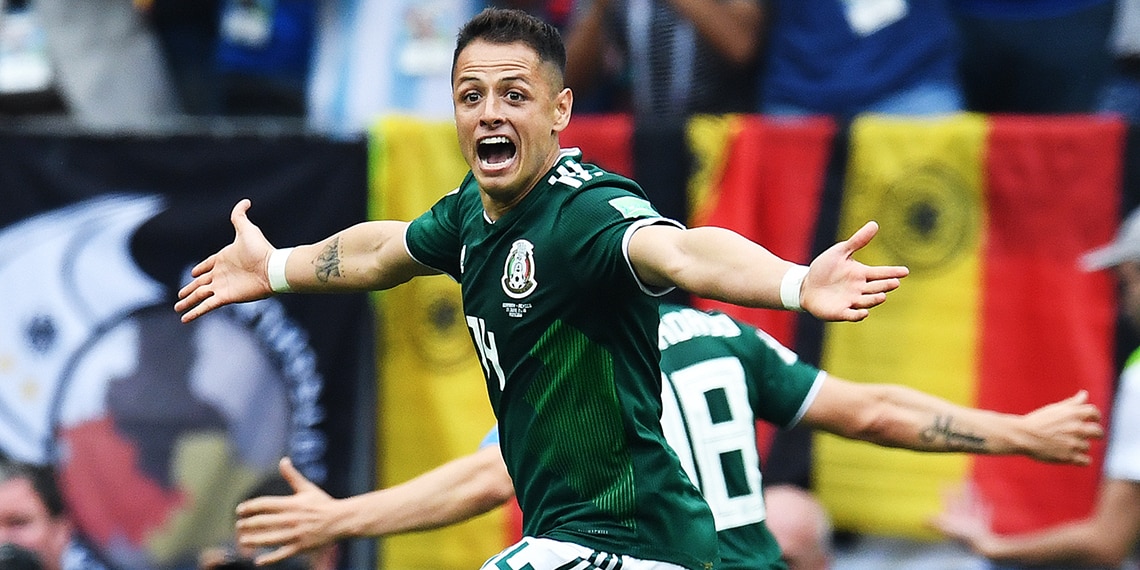 West Ham Utd's Chicharito set up the winner for Mexico against Germany.