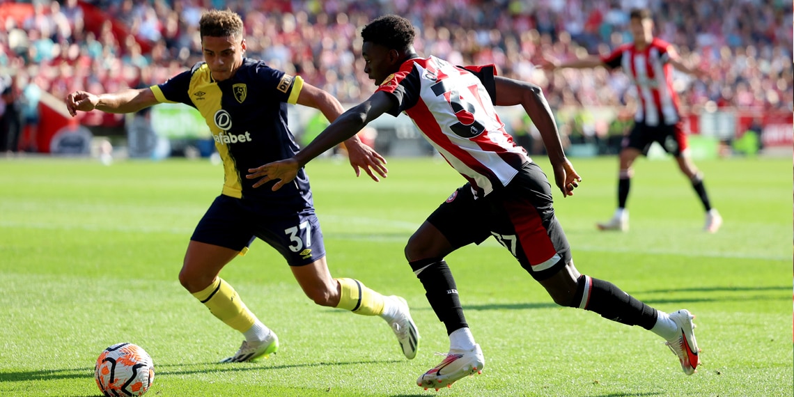 Michael Olakigbe of Brentford in action during the Premier League match between Brentford FC and AFC Bournemouth