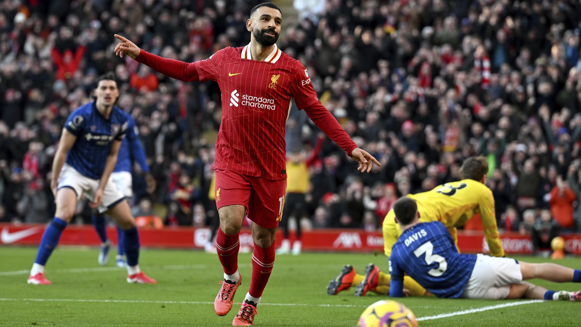 Mohamed Salah of Liverpool celebrates scoring his team's second goal