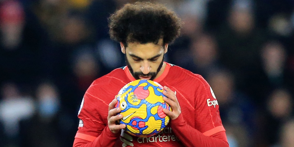 Mohamed Salah steadies his nerves before a penalty kick