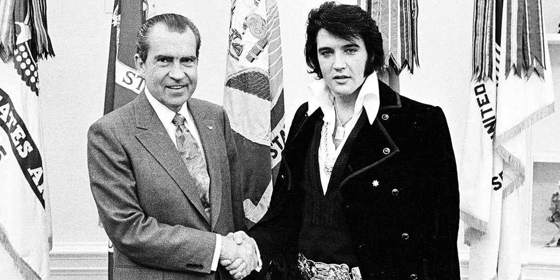 Richard Nixon and Elvis Presley. What do you think they said to break the ice?