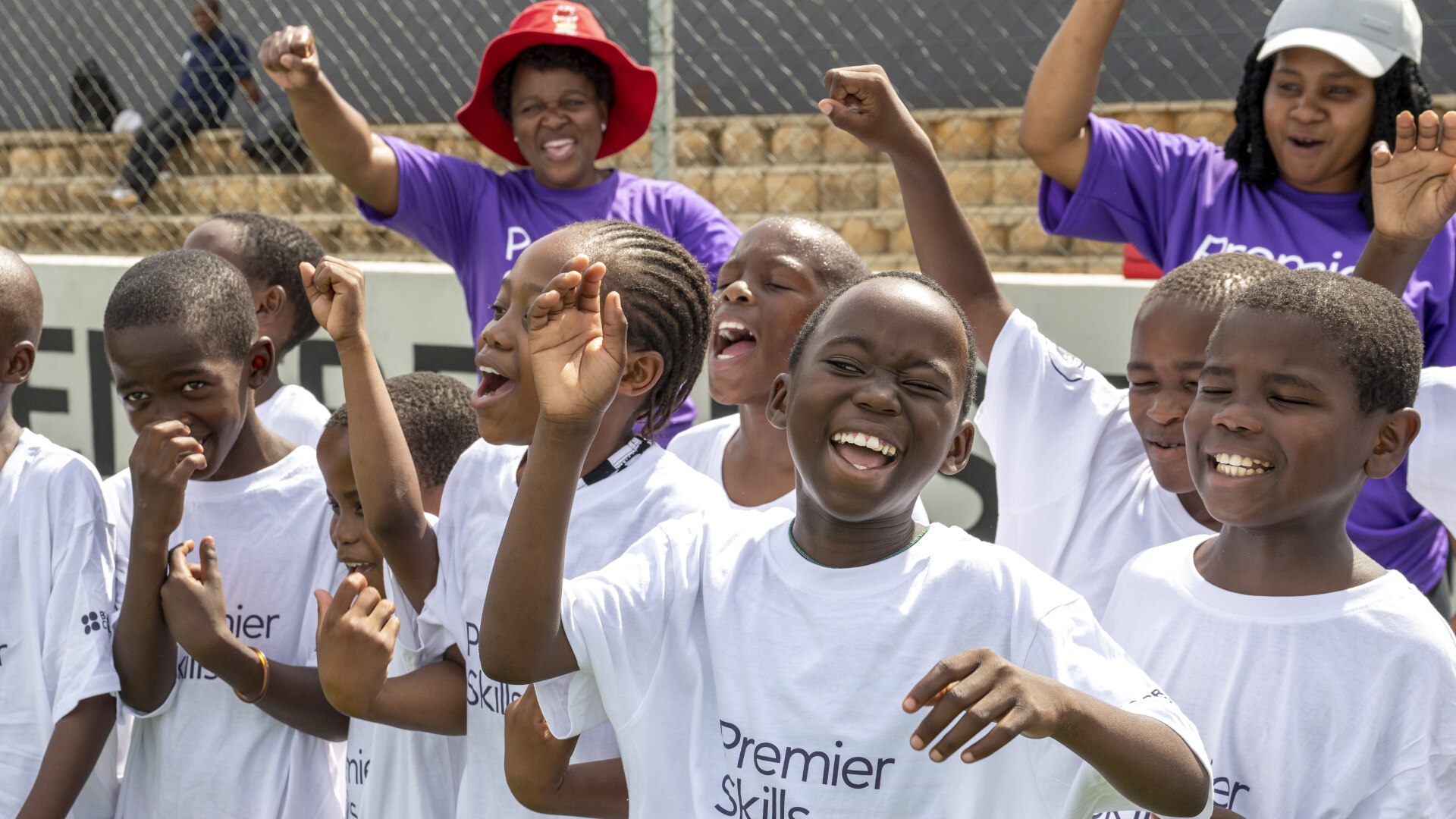 Children enjoying a PE session in South Africa