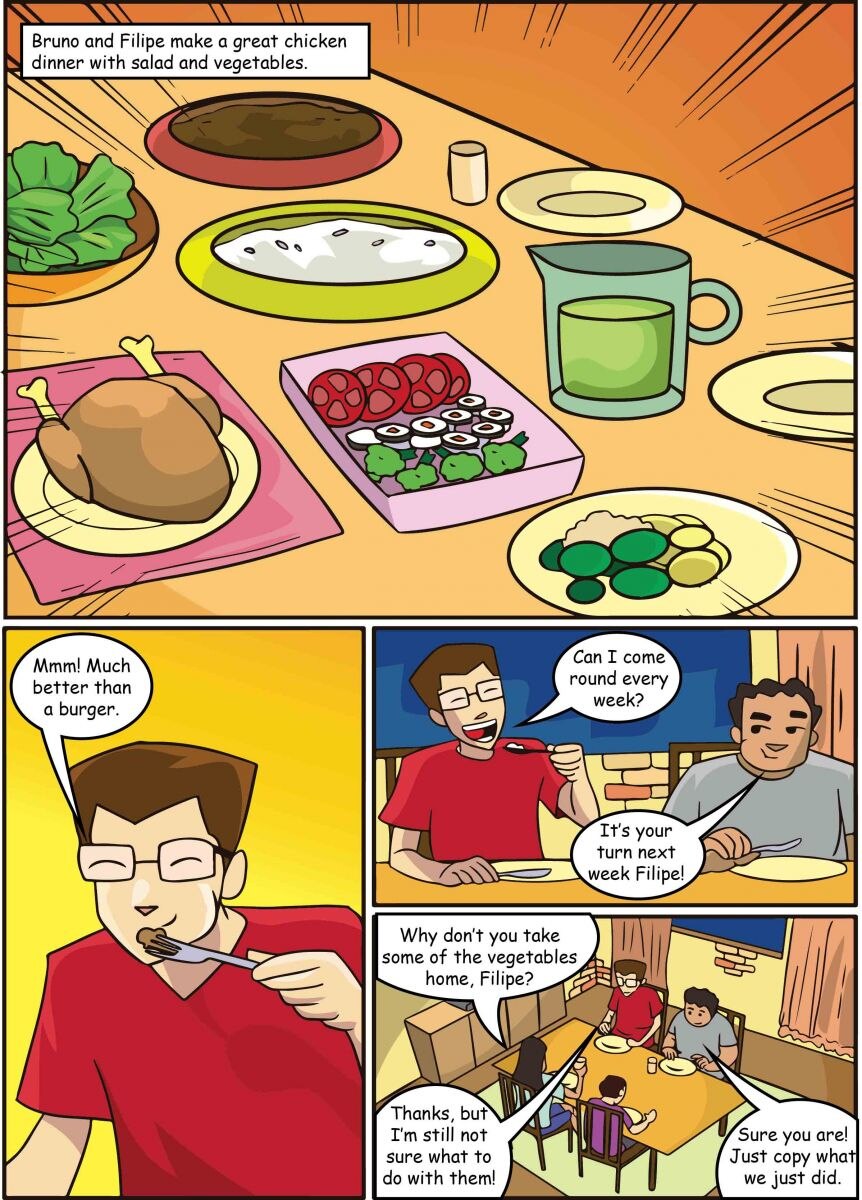 Page 5: Eating together.