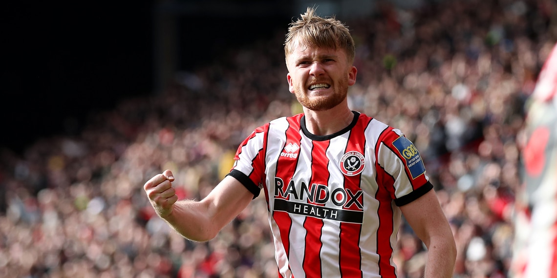 Tommy Doyle celebrates scoring for Sheffield United