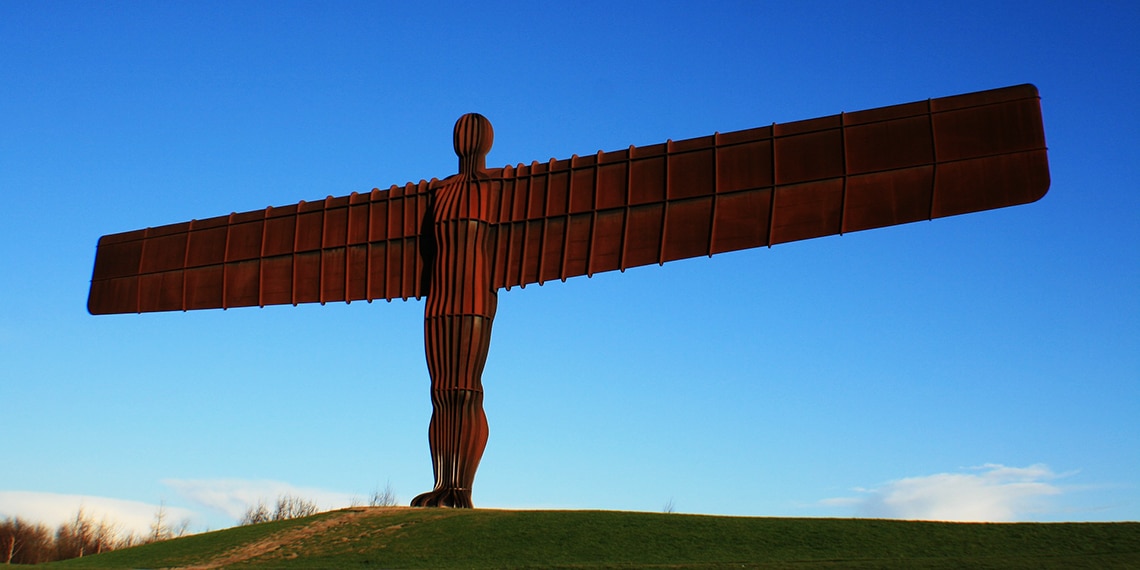 The Angel of the North is an iconic sculpture near Newcastle.