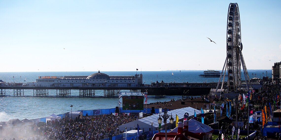 Many tourists come to Brighton for the beach and entertainment.