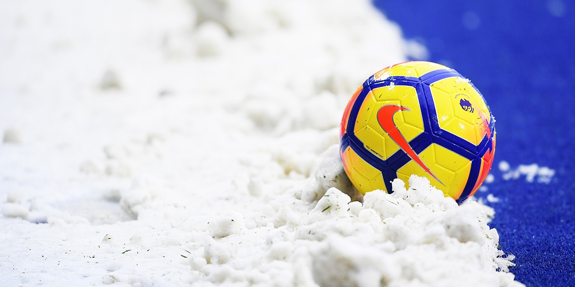 Premier League ball in the snow.