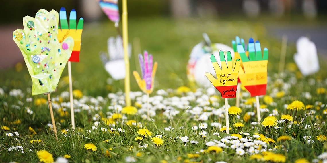 Messages of thanks for those still working and helping others in this public garden in the UK.