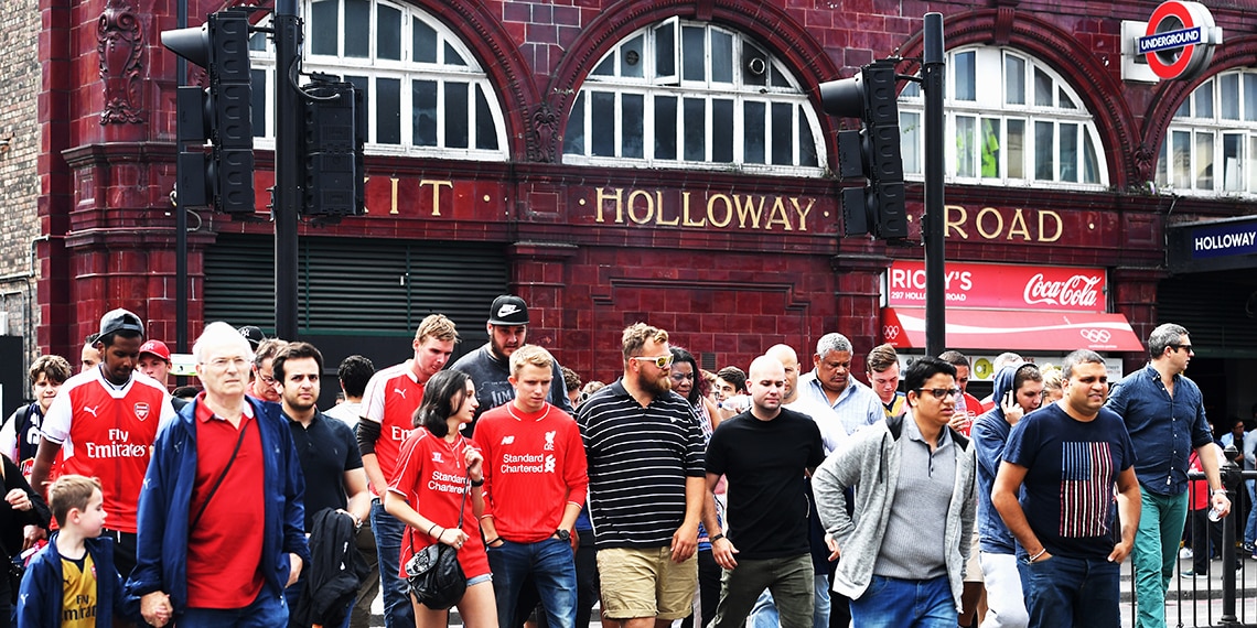 Rowan, Rich and Jack walk from Holloway Road station to the Emirates.