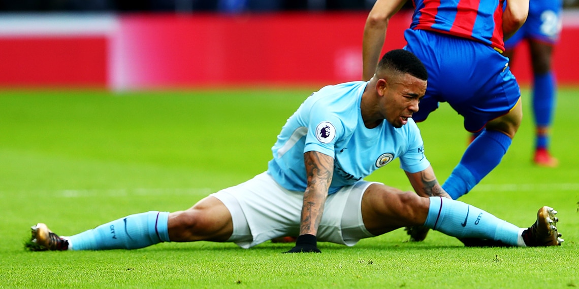 Gabriel Jesus stretching a bit too much.