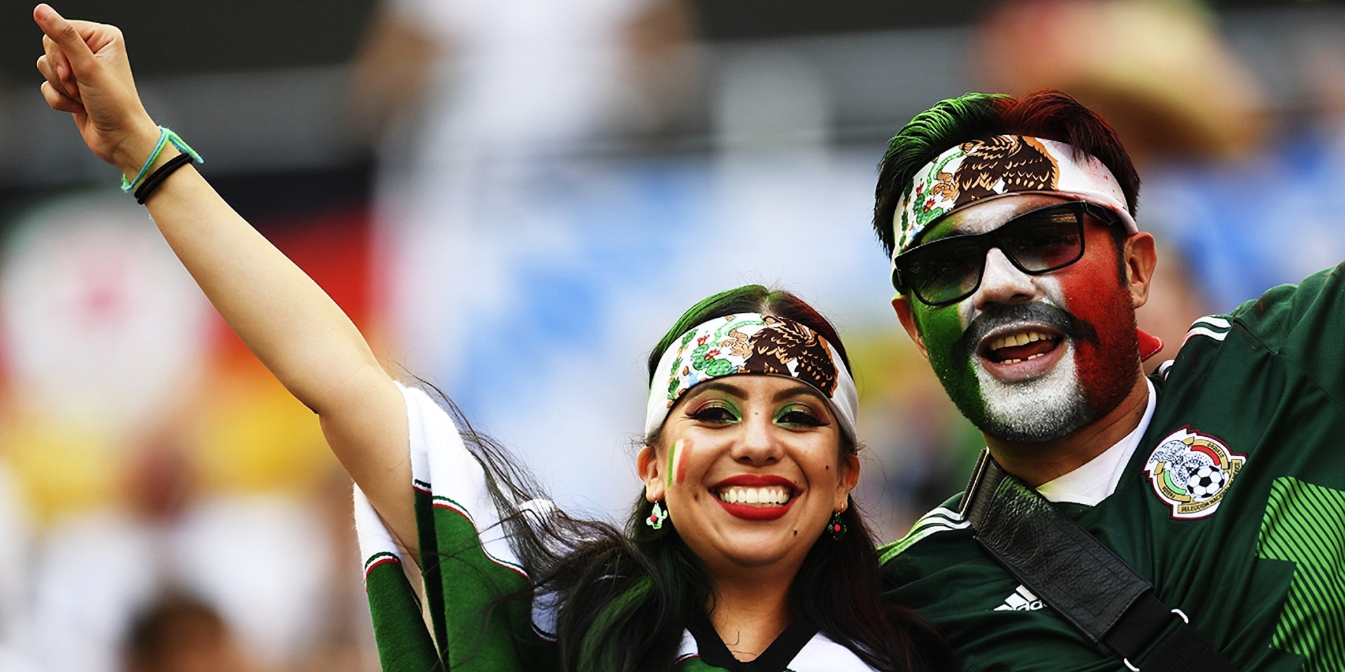 Mexico fans celebrating their win against Germany