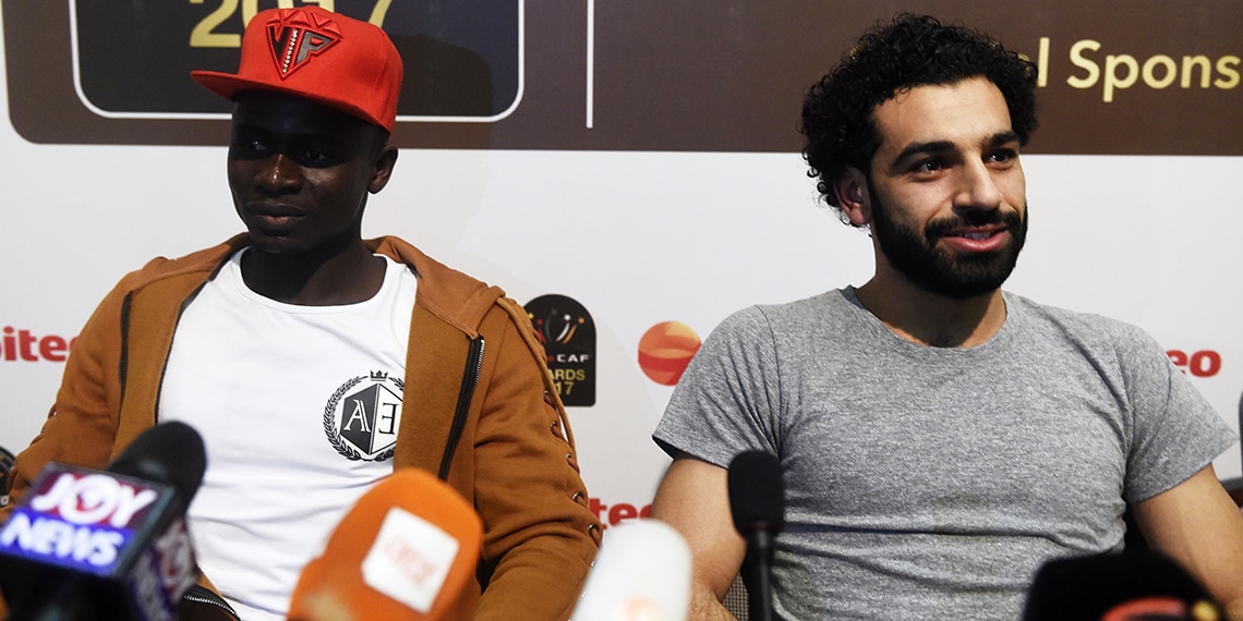 Mohamed Salah with his teammate Sadio Mane.