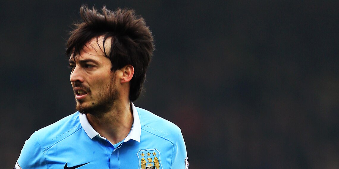 Manchester City's David Silva with his floppy hair in 2016/17.