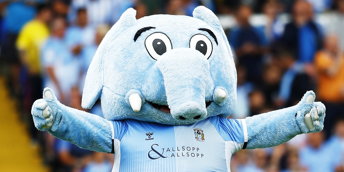 Sky Blue Sam is Coventry' City's mascot. Yes, it's an elephant!