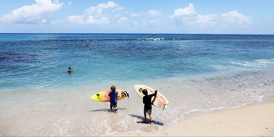 Jack's children WENT SURFING last weekend while he WENT FOR AN ice-cream!