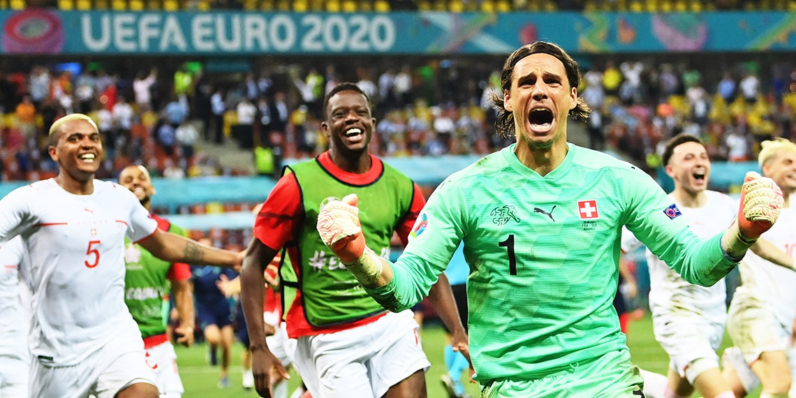 Switzerland celebrate their surprise win against France.