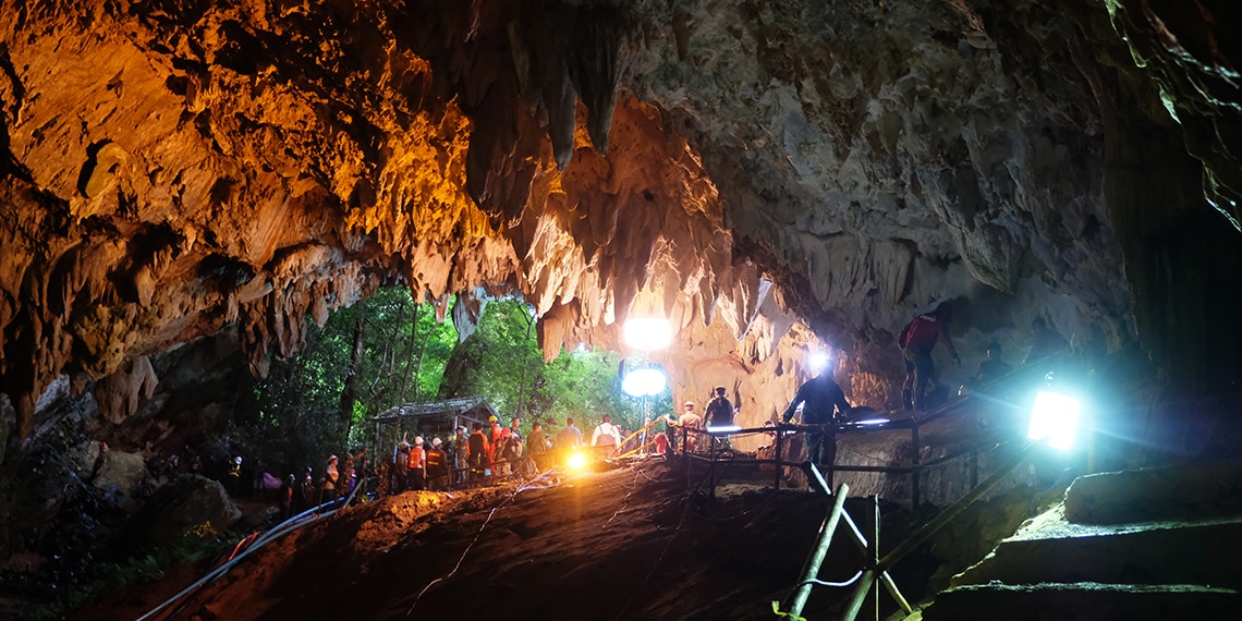 This is the entrance to the cave system in Thailand where the boys were found and rescued.