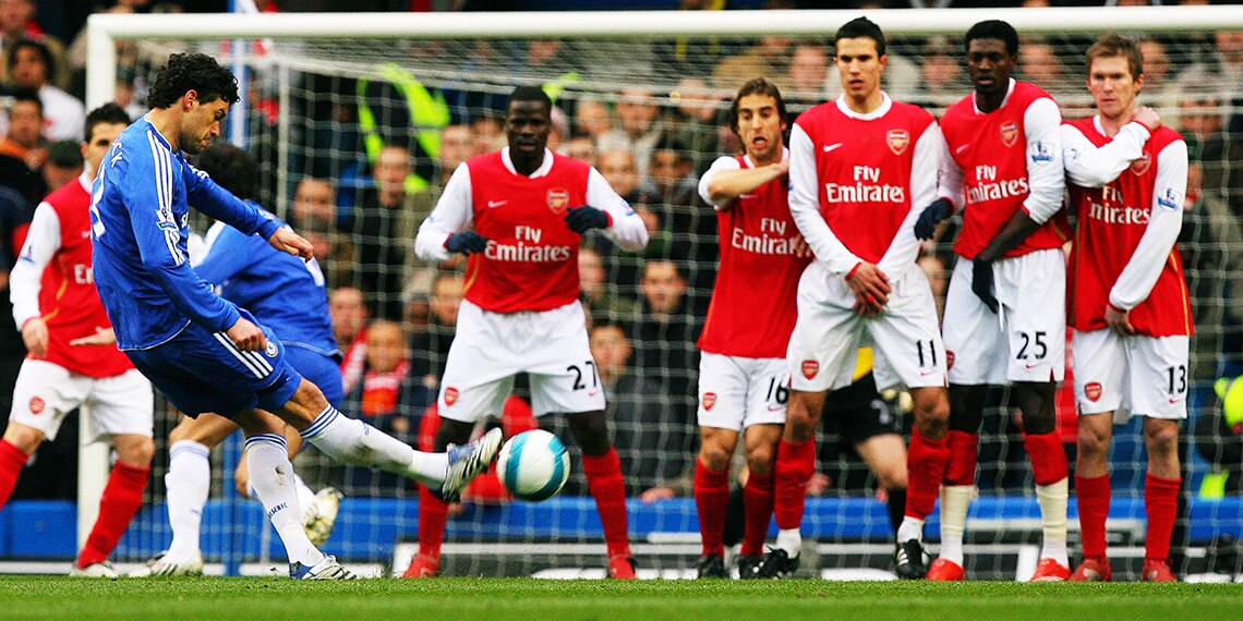 The referee has to make sure defenders keep their distance when a free kick is taken.