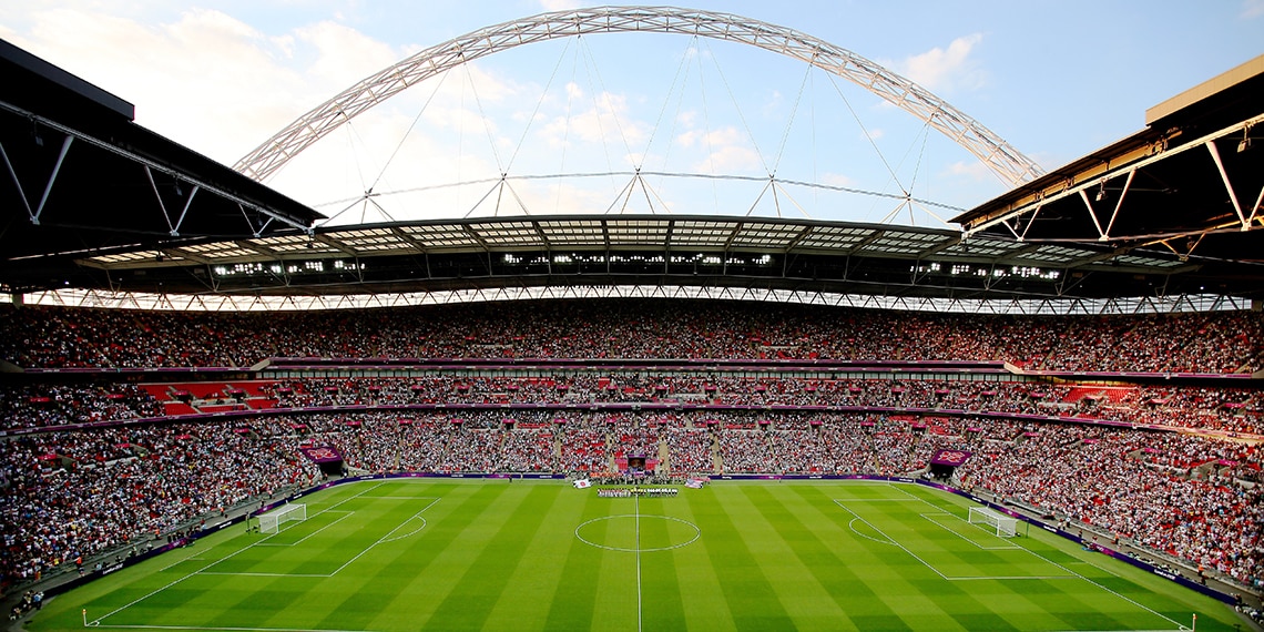 Wembley is the UK's biggest stadium and holds 90,000 people.